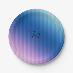 Plato De Papel Azul rosado , rosa , rayas , oscuro , degradado ro