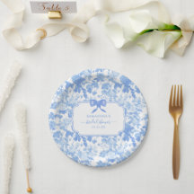 Azul Rosas Florales Blancas Chinoiserie Despedida