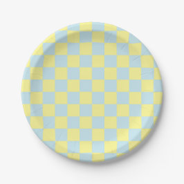Plato De Papel Azul suave y amarillo bajo control