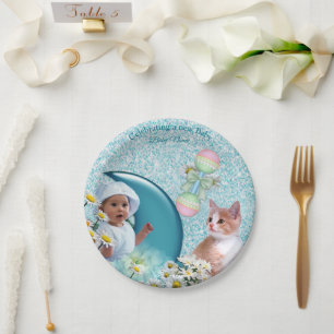 Plato De Papel Azul turquesa
