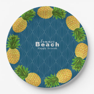 Plato De Papel Azul turquesa de piña