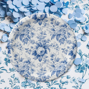 Plato De Papel Azul vintage floral