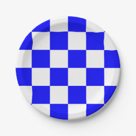 Plato De Papel Azul y Blanco a Cuadros