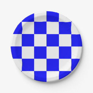 Plato De Papel Azul y Blanco a Cuadros