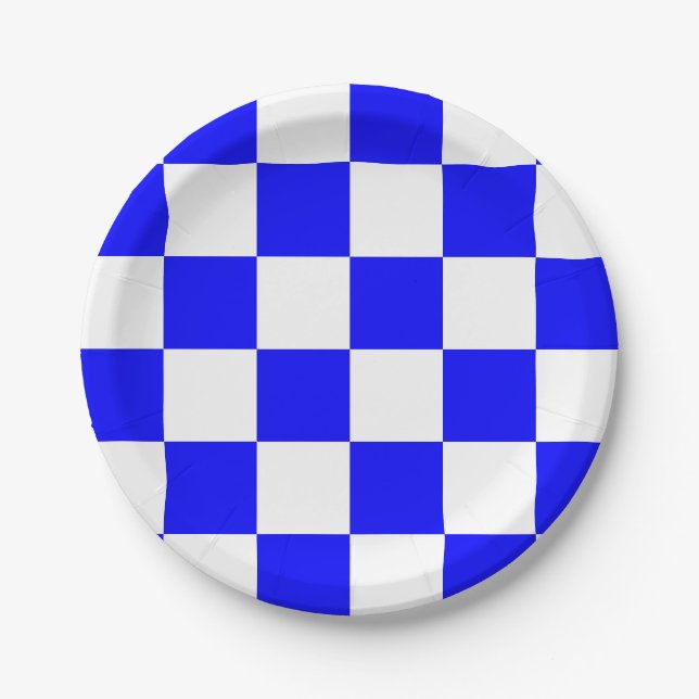 Plato De Papel Azul y Blanco a Cuadros (Anverso)