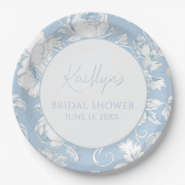 Plato De Papel Azul y Blanco Chinoiserie Floral 