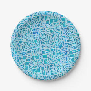 Plato De Papel Azulejo de vidrio mosaico turquesa azul moderno ch