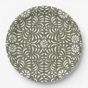 Plato De Papel Azulejo Verde Talavera Estilo Español Fiesta