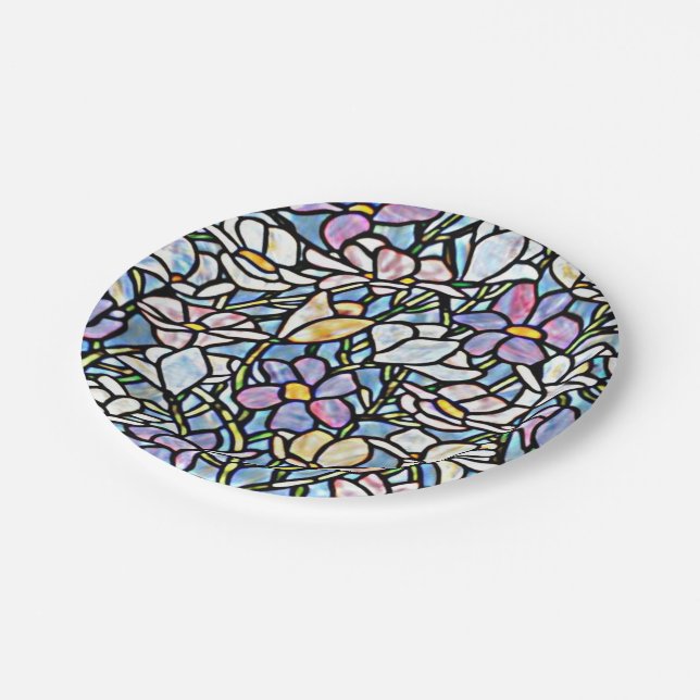 Plato De Papel Azulejos Florales Mosaico (Angular)