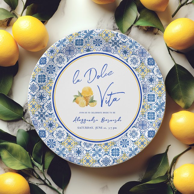 Plato De Papel Azulejos italianos ducha de novias de verano medit (Subido por el creador)