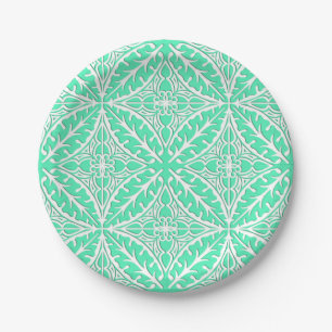 Plato De Papel azulejos marroquíes - azul huevo de petirrojo y bl