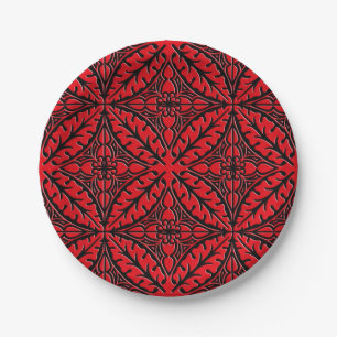 Plato De Papel Azulejos marroquíes - rojo oscuro y negro