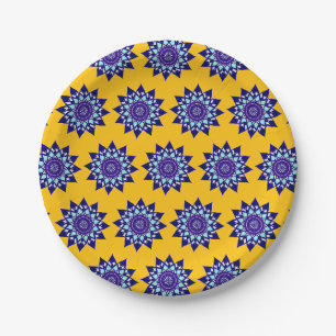 Plato De Papel azules y púrpuras