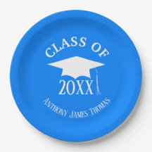 Azure Grad Cap y hojas placas de papel 9"