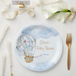 Plato De Papel Baby Animals Hot Air Balloon Baby Shower
