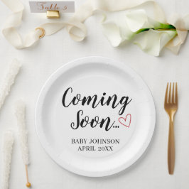 Plato De Papel Baby Announcement Coming Soon Paper Plates