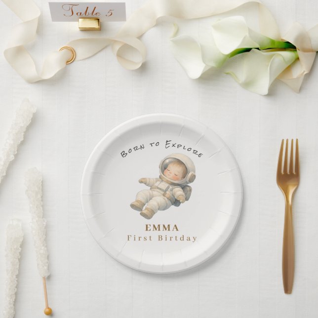 Plato De Papel Baby Astronaut First Birthday Paper Plate (Boda)