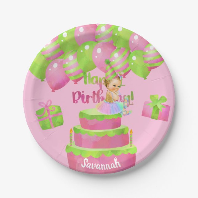 Plato De Papel Baby Ballerina Placa de papel de cumpleaños (Anverso)