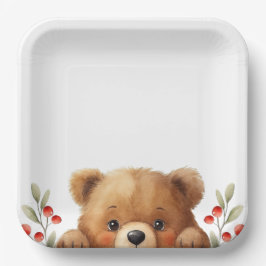 Plato De Papel Baby Bear And Rowan Berries Baby Shower