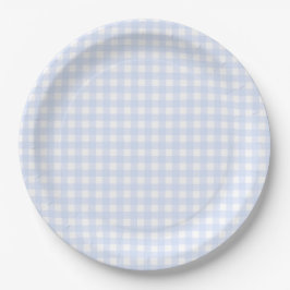 Plato De Papel Baby Blue Gingham Plaid