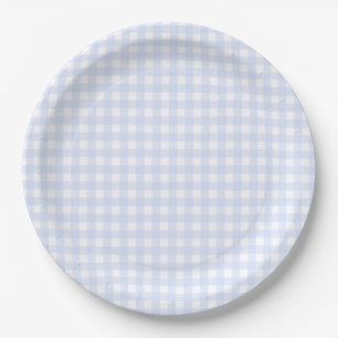 Plato De Papel Baby Blue Gingham Plaid