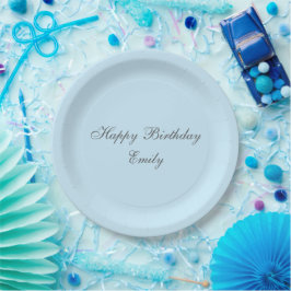 Plato De Papel Baby Blue Minimalist Birthday Party Paper Plates