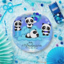 Baby Boy Pandas Placas de papel Baby Shower