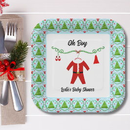 Plato De Papel Baby Boy Santa Outfit Baby Shower