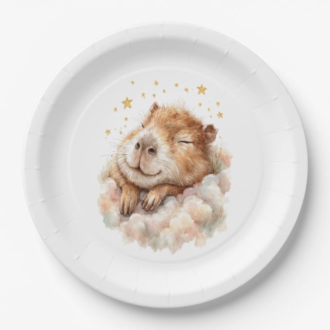 Plato De Papel Baby Boy Shower Plate • Capybara Design (Anverso)