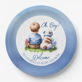 Plato De Papel Baby Boy y su Baby Shower Bulldog