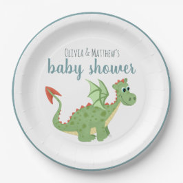 Plato De Papel Baby Boys Magic Green Dragon Baby Shower