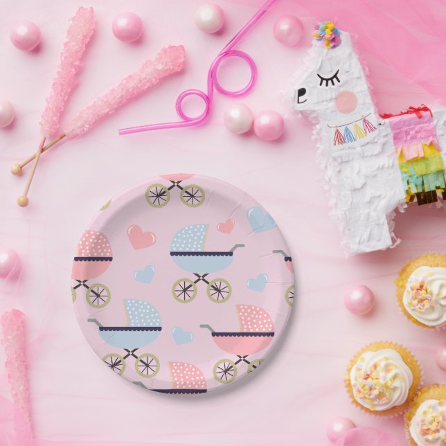 Plato De Papel Baby Buggies Baby Girl Shower (Fiesta)