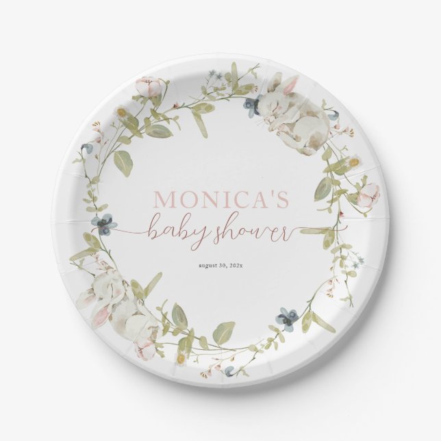 Plato De Papel Baby Bunny Baby Shower (Anverso)
