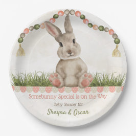 Plato De Papel Baby Bunny Peach Ivory Sage