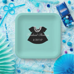 Plato De Papel BABY & CO Pequeño Fiesta De Ducha De Vestido Negr