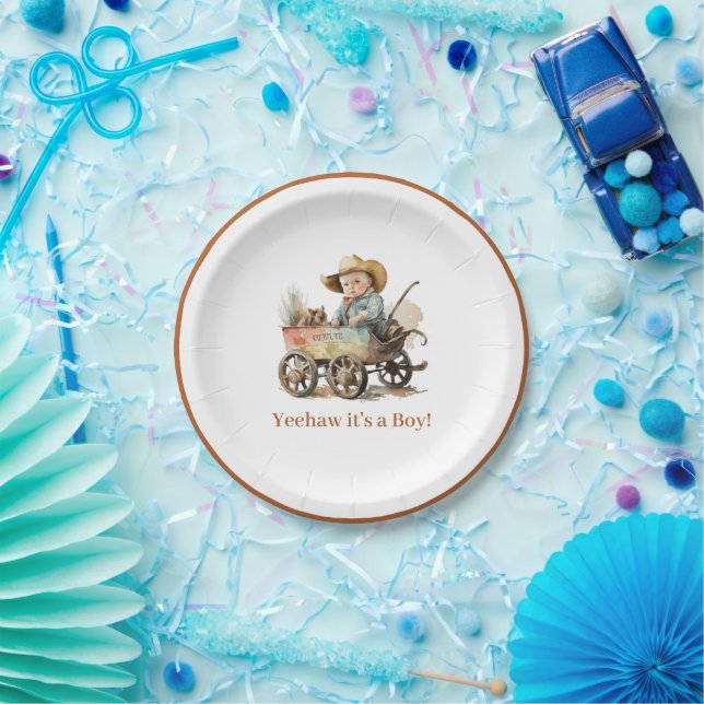 Plato De Papel Baby Cowboy Baby Shower (Fiesta)