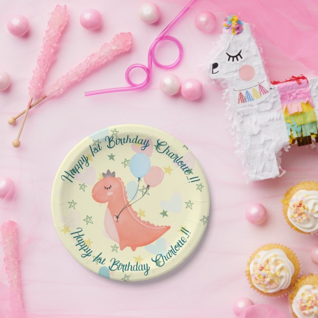 Plato De Papel Baby Dino Birthday (Fiesta)