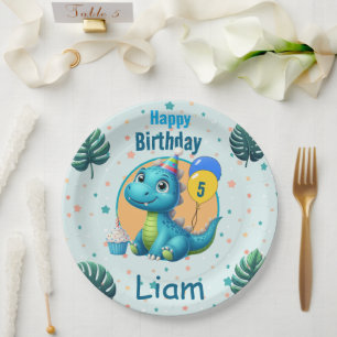 Plato De Papel Baby Dino Paper Plates