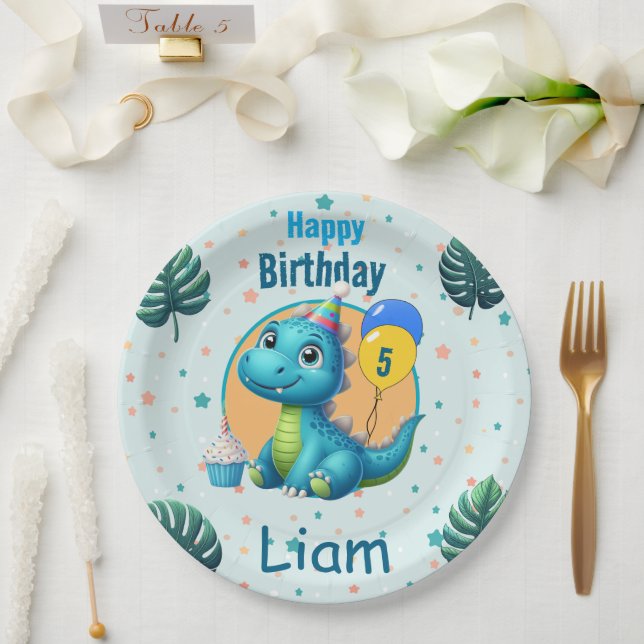 Plato De Papel Baby Dino Paper Plates (Boda)