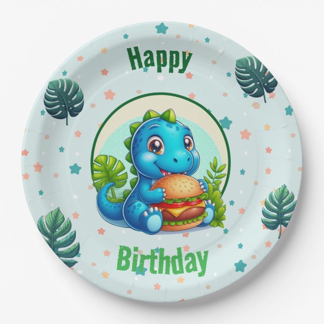 Plato De Papel  Baby Dino Party Plates (Anverso)