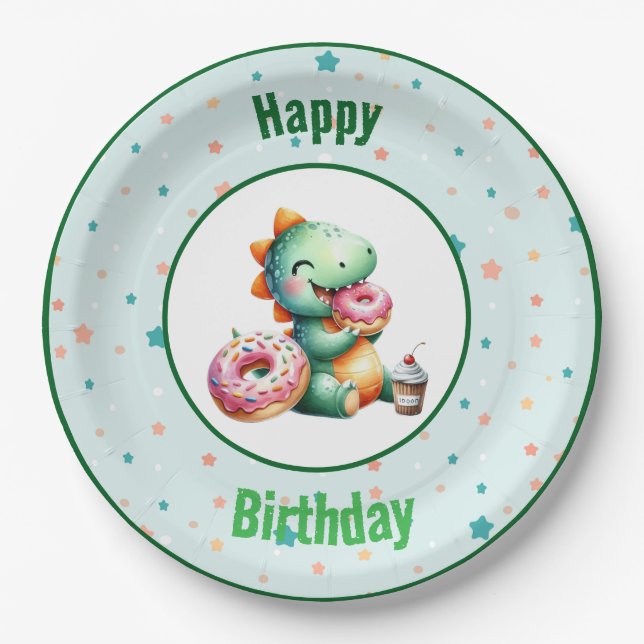 Plato De Papel  Baby Dino Party Plates (Anverso)