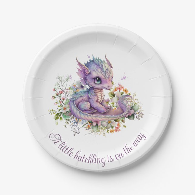 Plato De Papel Baby Dragon Baby Shower (Anverso)