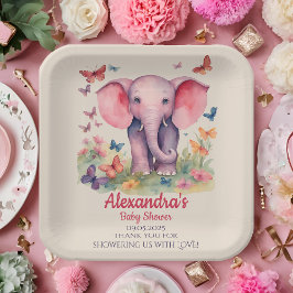 Plato De Papel Baby Elephant Baby Shower