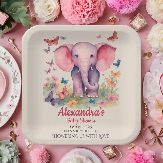 Plato De Papel Baby Elephant Baby Shower (Subido por el creador)