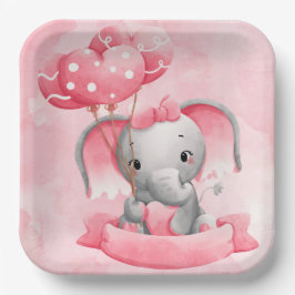 Plato De Papel Baby Elephant Bliss: Eleva tu Baby Shower