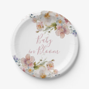 Plato De Papel Baby en flor baby shower floral