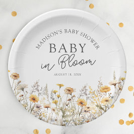 Plato De Papel Baby En Flor Boho Fiesta de Bebé de Flores Silvest