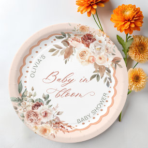 Plato De Papel Baby en Flor Boho Fiesta de Bebé Floral