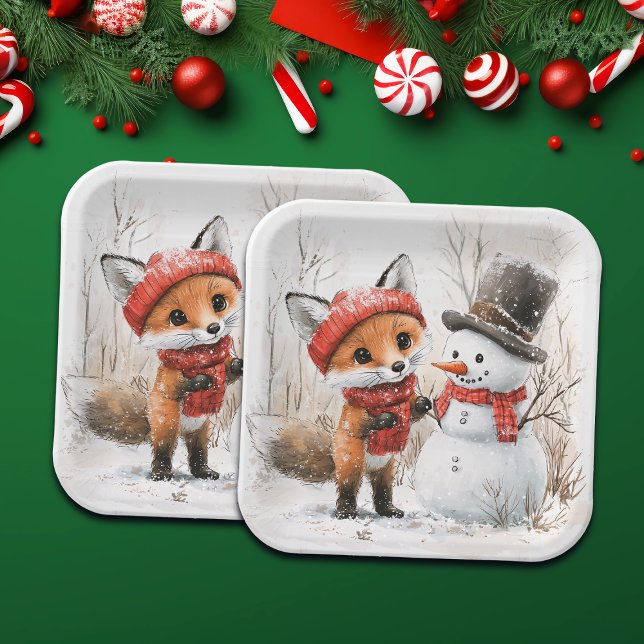 Plato De Papel Baby Fox y Snowman (Subido por el creador)