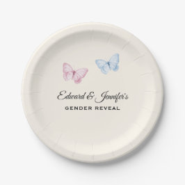 Plato De Papel Baby Gender Reveal Butterflies 7-in